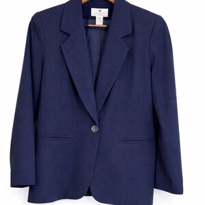 Navy Blazer Women Petite 4P Work Jacket Tailored Career Office Worthington